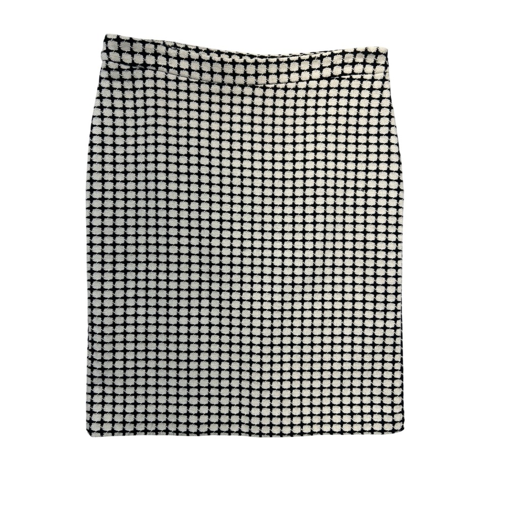 Banana Republic Pencil Skirt Womens 10 Black White Grid Textured Office Classic